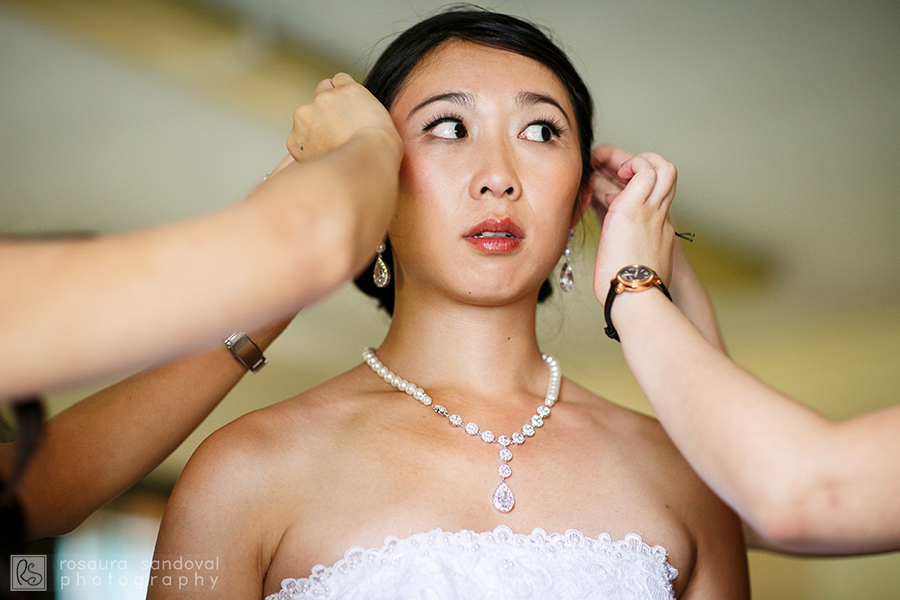 bride getting ready with bridesmaids fixing her hair Palmdale Estates Fremont